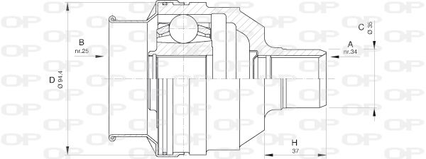 OPEN PARTS Шарнирный комплект, приводной вал CVJ5591.20